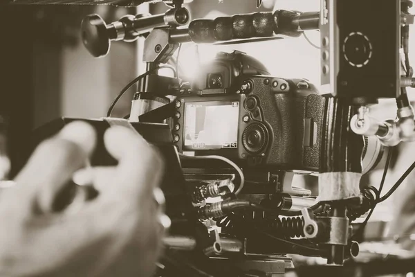 Videocamera Produzione Troupe Cinematografiche Dietro Quinte — Foto Stock