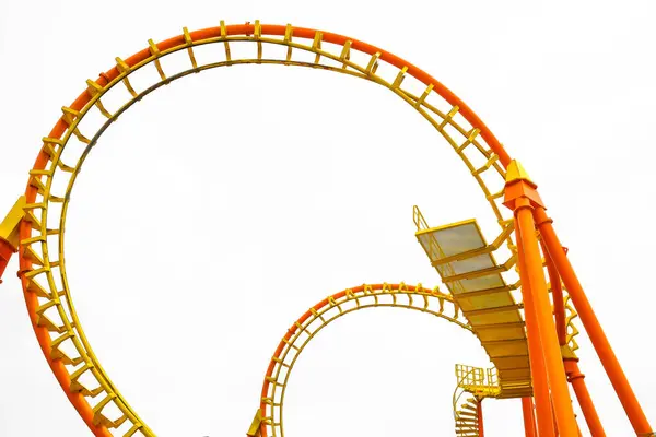 Imagine Detaliată Unei Piese Roller Coaster Fundal Alb — Fotografie, imagine de stoc