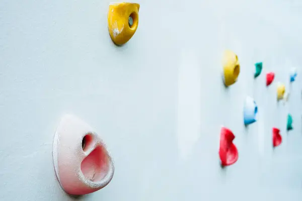 Colorful Climbing Holds Wall Outdoor Rock Climbing Stock Image