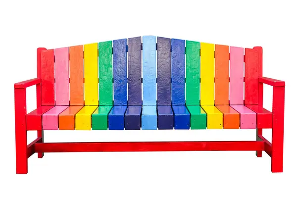 Colorful Wooden Bench Isolated White Background Stock Picture