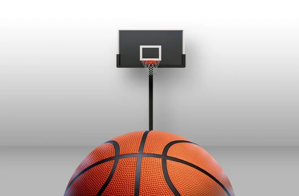 indoor basketball court with basketball ball. 3d render