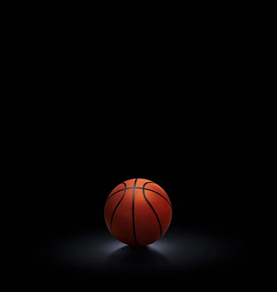 Balle Basket Sur Fond Noir Rendu — Photo