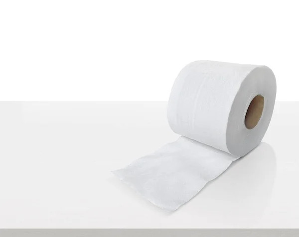 Toalettpapper Isolerat Vitt Bord Rengöring Koncept Produktfoto För Reklam — Stockfoto