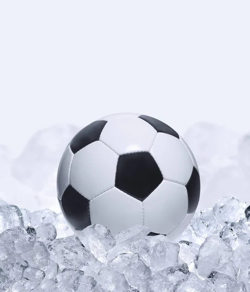 soccer ball ball in ice cubes. ball game concept