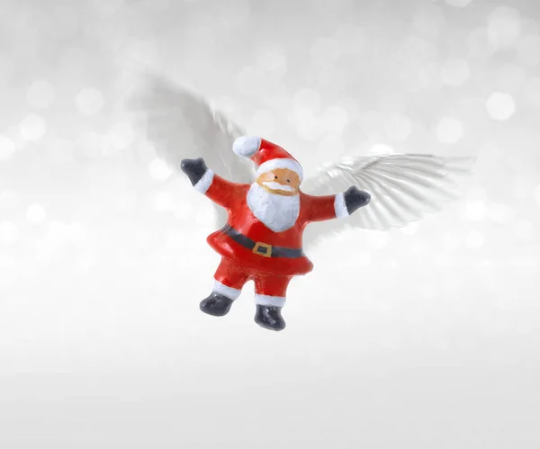 Papai Noel Boneca Cerâmica Com Asas Voando — Fotografia de Stock