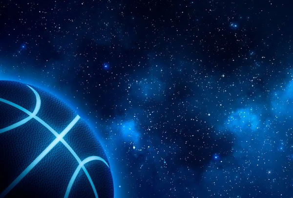 Yıldızların Arka Planında Parlak Mavi Parlak Neon Çizgileri Olan Siyah — Stok fotoğraf