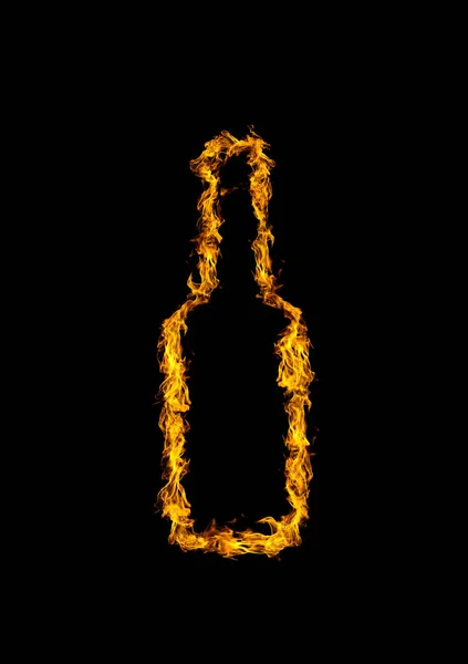 Bottle Flame Heat Black Background — Stock Photo, Image
