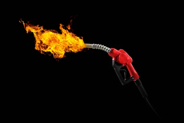 黒い背景に火のついたガソリン噴射装置 — ストック写真