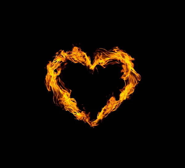 Сердце Пламени Тепла Черный Фон — стоковое фото