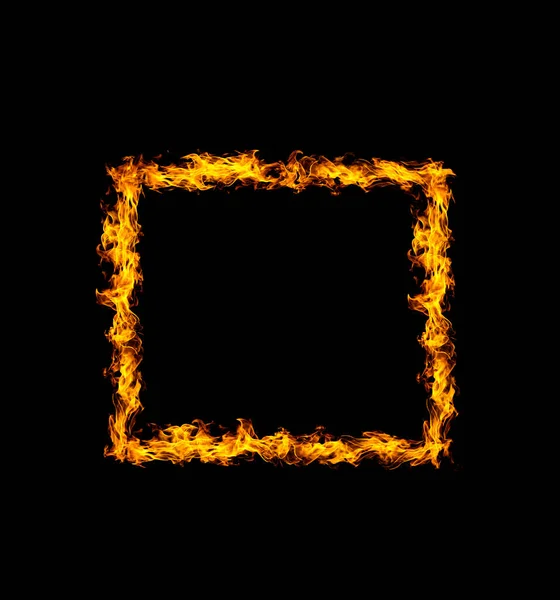 Square Flame Heat Black Background — Stock Photo, Image
