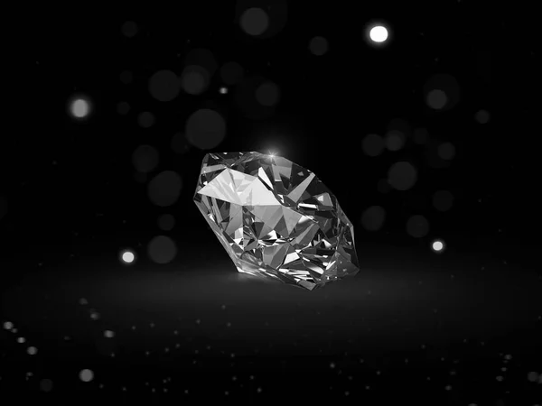 Diamante Deslumbrante Sobre Fondo Negro Con Luces Abstractas Renderizar — Foto de Stock