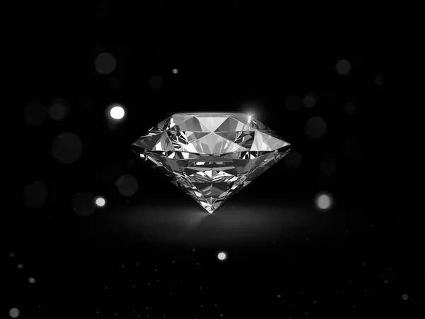 Diamante Abbagliante Sfondo Nero Con Luci Astratte Rendering — Foto Stock