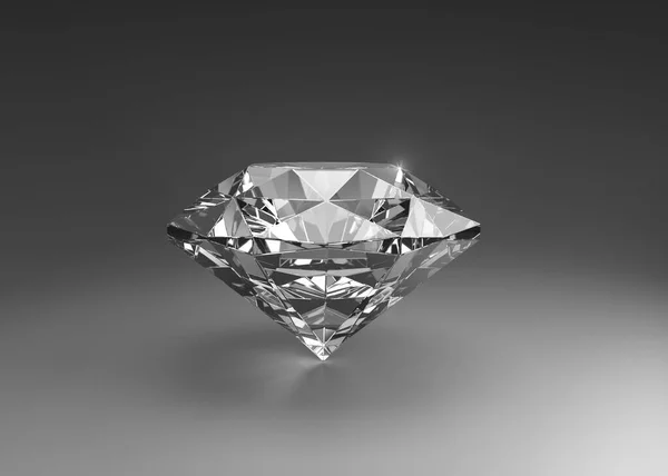 Diamante Abbagliante Sfondo Grigio Rendering — Foto Stock