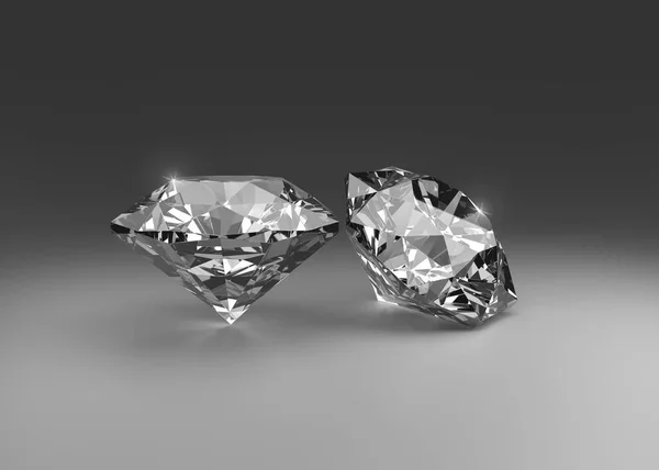 Diamante Deslumbrante Sobre Fondo Gris Renderizado —  Fotos de Stock