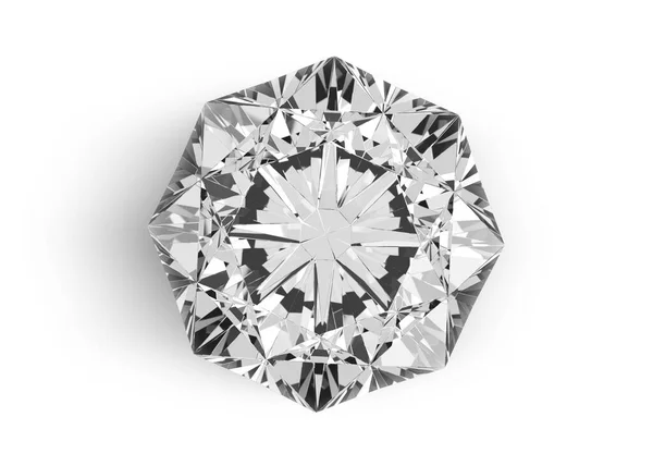 Schitterende Diamant Witte Achtergrond Renderen — Stockfoto