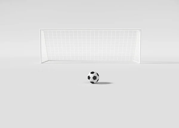 Футбольные Ворота Футбольный Мяч Изолированы Белом Фоне Рендеринг — стоковое фото