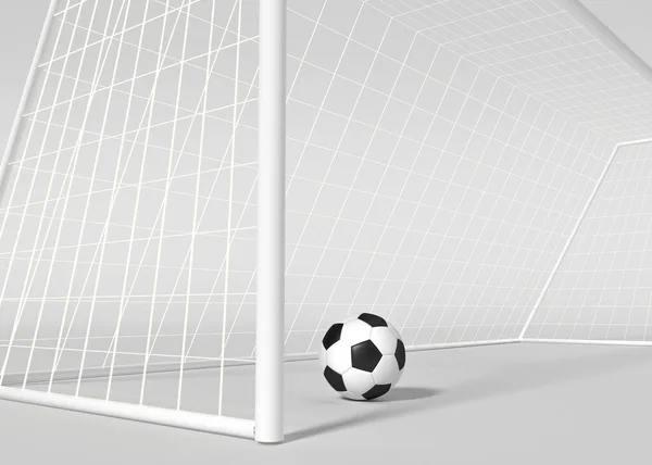 足球目标和足球在白色背景下被隔离 3D渲染 — 图库照片