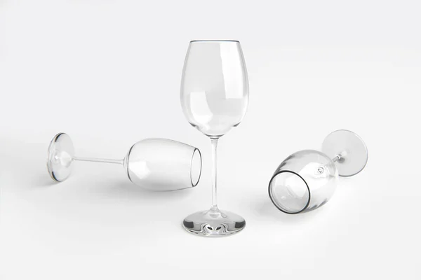 Bicchiere Vino Vuoto Sfondo Bianco Rendering — Foto Stock