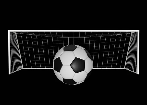 Futbol Golü Futbol Topu Siyah Arka Planda Izole Edilmiş Hazırlayıcı — Stok fotoğraf
