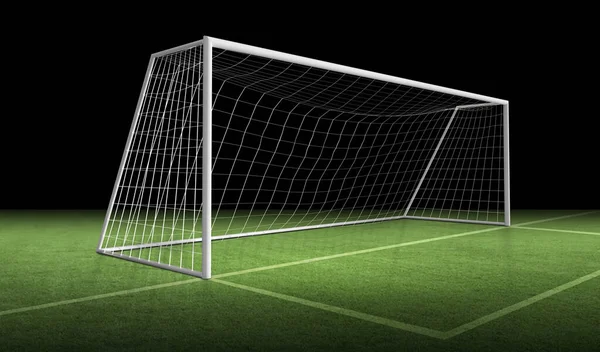 Futebol Gol Post Futebol Net Grama Verde — Fotografia de Stock