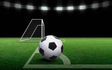 Köşe başında futbol topu ve futbol sahası, futbol sahası, arka plan dokusu