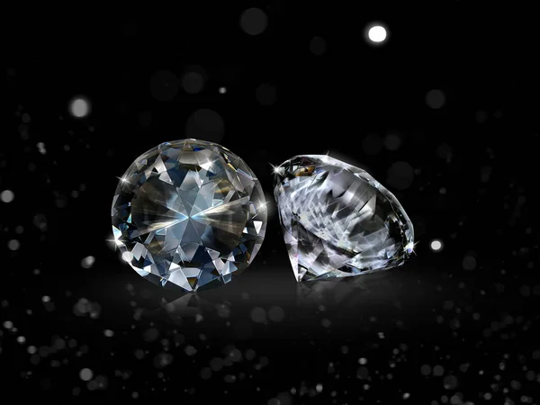 Diamante Deslumbrante Sobre Fondo Negro Con Luces Abstractas —  Fotos de Stock