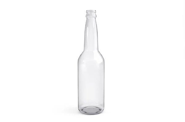 Botella Vidrio Vacía Sobre Fondo Blanco Renderizar —  Fotos de Stock