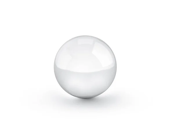白色背景的透明水晶玻璃珠球 3D渲染 — 图库照片