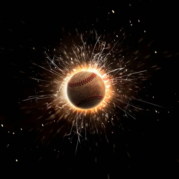 Baseball Ball Baseball Ball Background Fire Sparks Action — Stock Photo, Image
