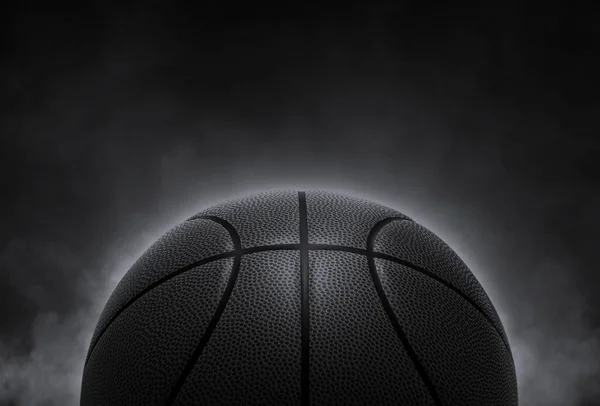 Černý Basketbal Kouřovém Pozadí Vykreslení — Stock fotografie