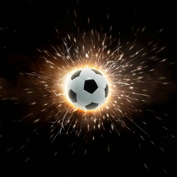 Piłka Nożna Piłka Nożna Tło Piłki Nożnej Iskrami Ognia Akcji — Zdjęcie stockowe