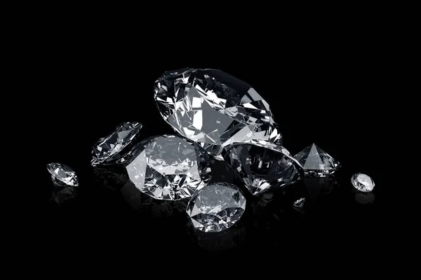 Diamantes Luxo Sobre Fundo Preto — Fotografia de Stock