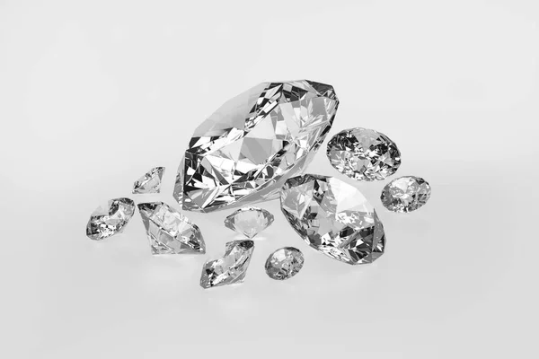 Luxusní Diamanty Šedém Pozadí — Stock fotografie