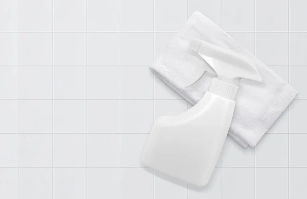 Garrafa Spray Limpeza Azulejo Branco — Fotografia de Stock