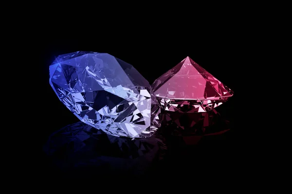 Berlian Yang Mempesona Dengan Latar Belakang Hitam Konsep Blue Neon — Stok Foto