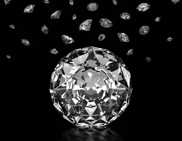 Diamonds Black Background High Quality Top View — Stock Photo, Image