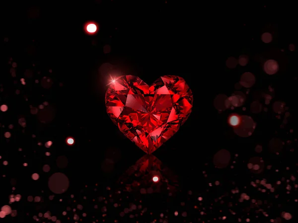 Red Heart Shaped Diamond Bokeh Background — Stockfoto