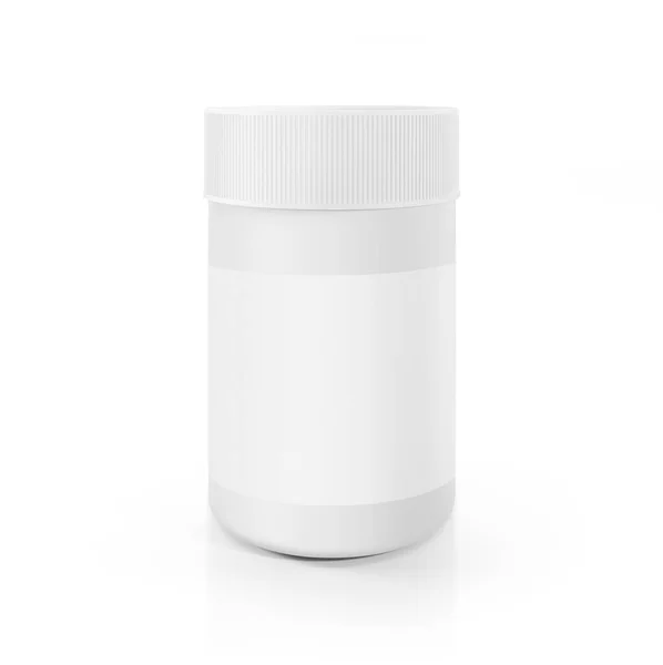 白色背景的白色药瓶模型 — 图库照片