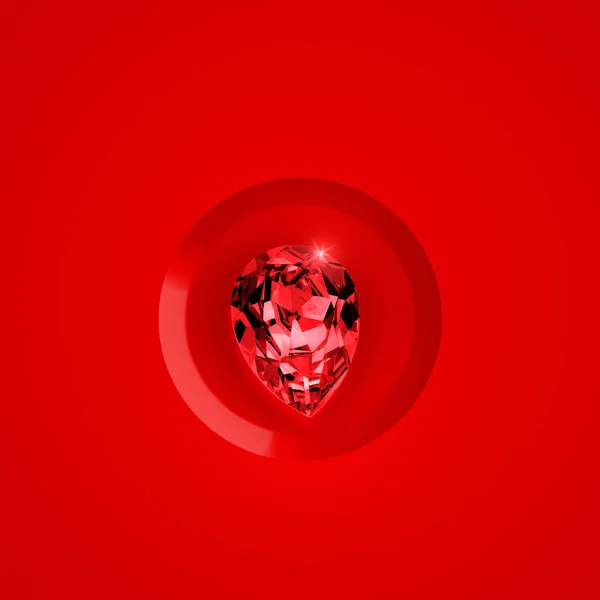 Красный Бриллиант Красном Фоне — стоковое фото