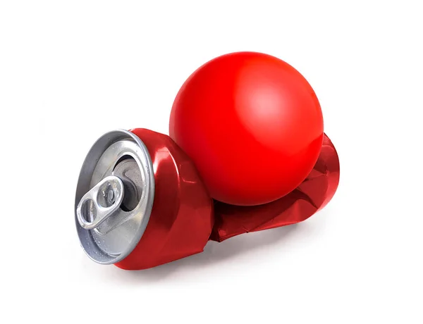 Red Sphere Fell Can Soda — Stock Photo, Image