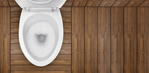 Top View Toilet Bowl Bathroom Wooden Floor — Stock Photo, Image