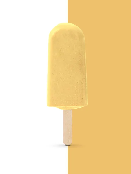 Dondurma Beyaz Sarı Arka Planda — Stok fotoğraf