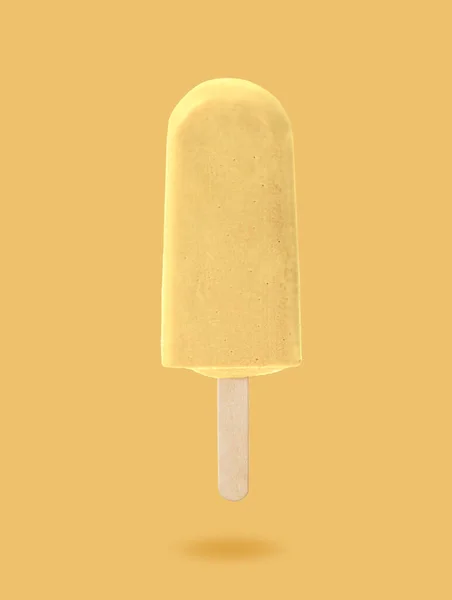 Ice Cream Yellow Background — Stok fotoğraf
