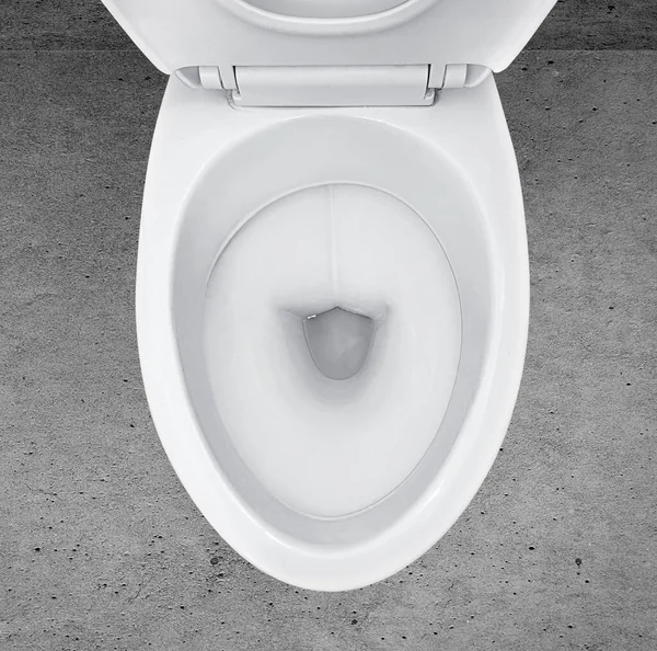 Vista Superior Vaso Sanitário Banheiro Fundo Cimento — Fotografia de Stock