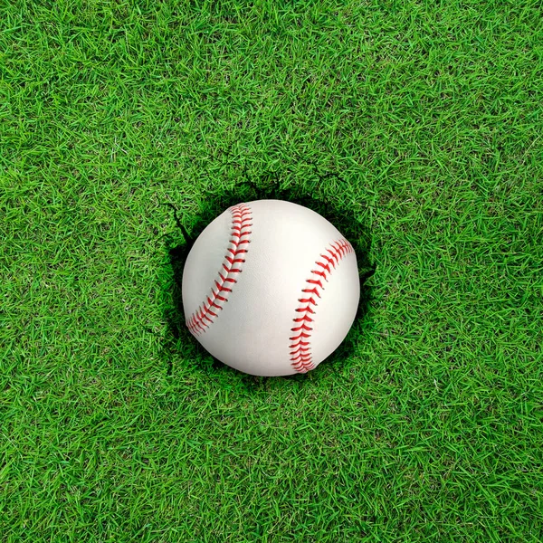 Vista Superior Com Uma Bola Beisebol Poço — Fotografia de Stock