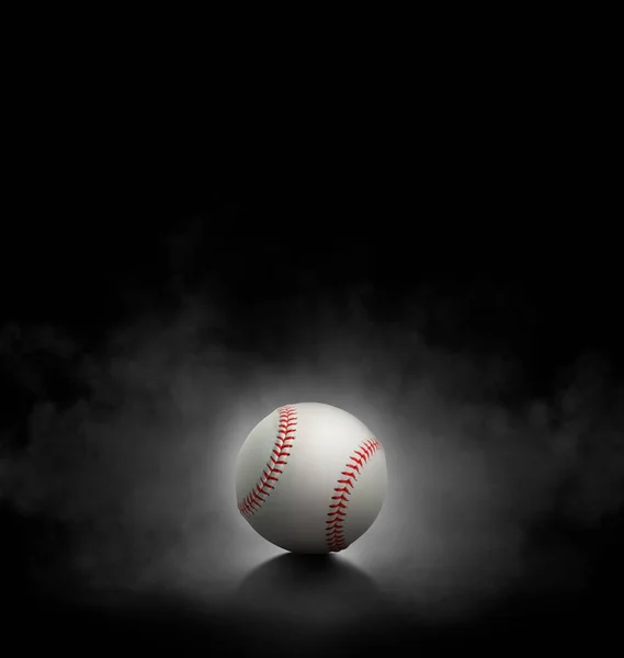 Palla Baseball Con Sfondo Nero Con Fumo — Foto Stock