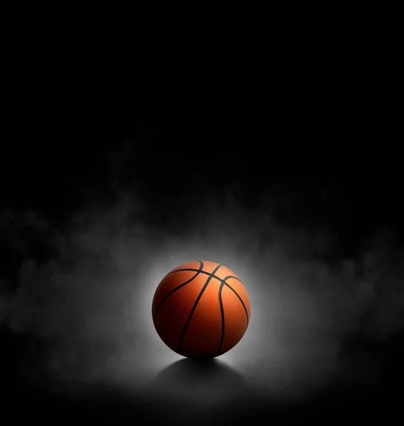 Kosárlabda Fekete Háttér Füsttel — Stock Fotó