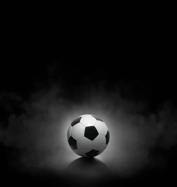 Soccer Ball Black Background Smoke — Stock Photo, Image