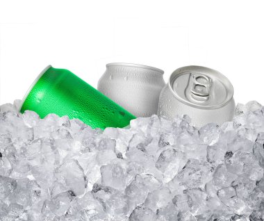 Can of cold beverage, ice cube a of juicy. Summer refreshing drink