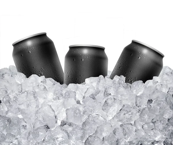 Can Cold Beverage Ice Cube Juicy Summer Refreshing Drink — Foto de Stock